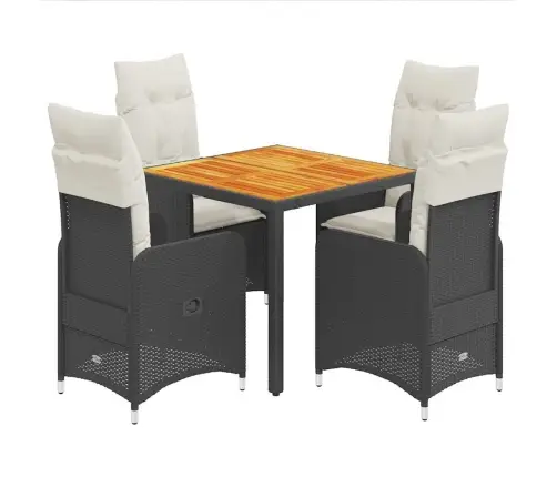 5-Osaline Aia Bistrookomplekt Patjadega, Must, Polürotang