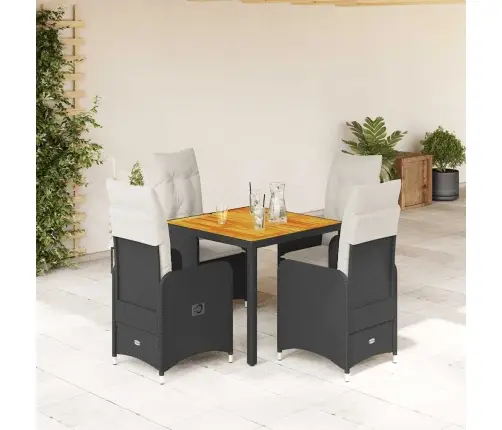 5-Osaline Aia Bistrookomplekt Patjadega, Must, Polürotang