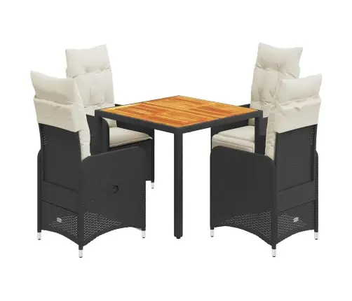 5-Osaline Aia Bistrookomplekt Patjadega, Must, Polürotang