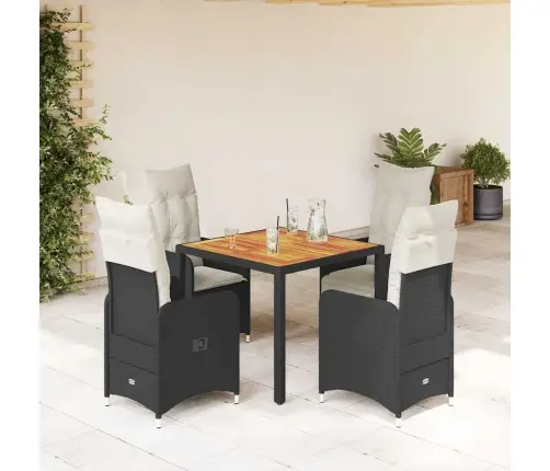 5-Osaline Aia Bistrookomplekt Patjadega, Must, Polürotang