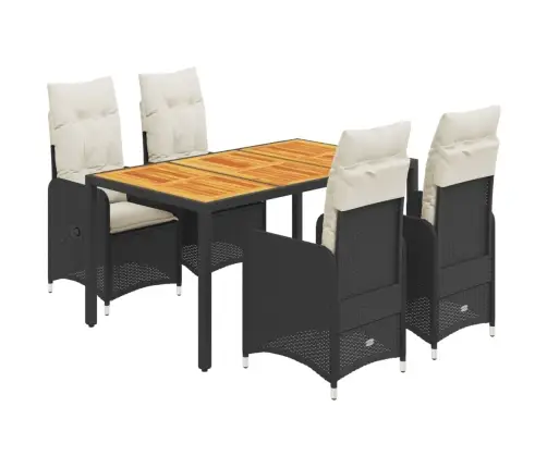 5-Osaline Aia Bistrookomplekt Patjadega, Must, Polürotang