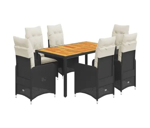 7-Daļīgs Bistro Mēbeļu Komplekts, Matrači, Melna Pe Vidaxl