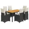 7-Daļīgs Bistro Mēbeļu Komplekts, Matrači, Melna Pe Vidaxl