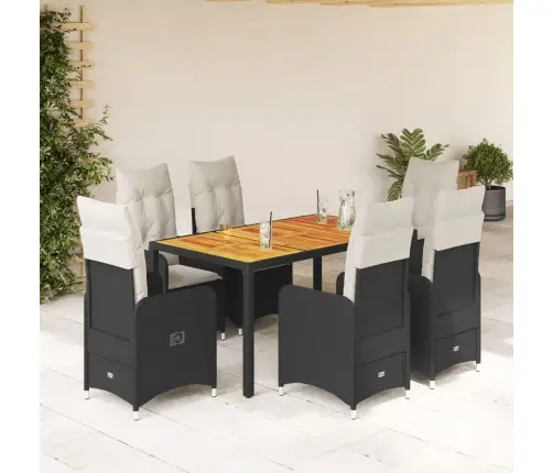 7-Daļīgs Bistro Mēbeļu Komplekts, Matrači, Melna Pe Vidaxl