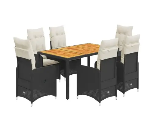 7-Daļīgs Bistro Mēbeļu Komplekts, Matrači, Melna Pe Vidaxl