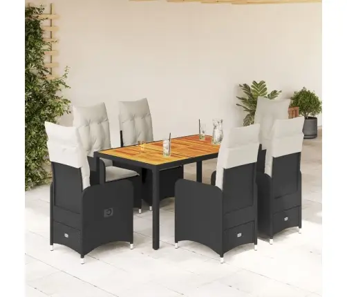 7-Daļīgs Bistro Mēbeļu Komplekts, Matrači, Melna Pe Vidaxl