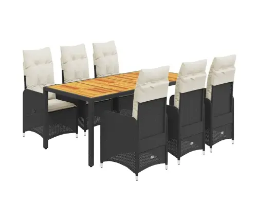 7-Daļīgs Bistro Mēbeļu Komplekts, Matrači, Melna Pe Vidaxl