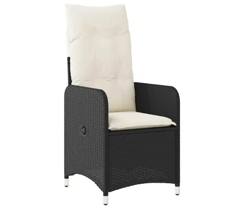 Sodo Bistro Komplektas Su Pagalvėmis, 5 Dalių, Juodas, Ratanas