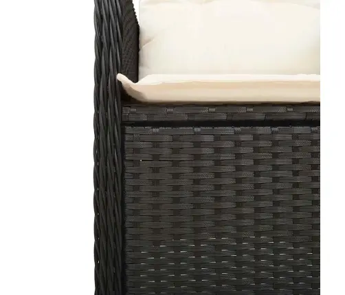 Sodo Bistro Komplektas Su Pagalvėmis, 5 Dalių, Juodas, Ratanas