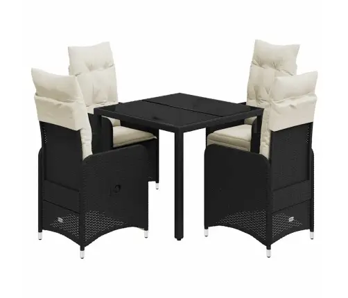 5-Daļīgs Bistro Mēbeļu Komplekts, Matrači, Melna Pe Rotangpalma Vidaxl