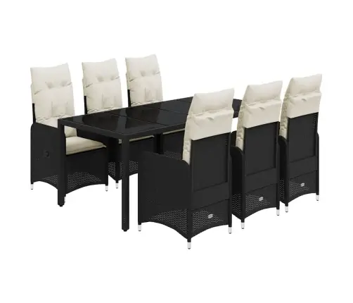 7-Osaline Aia Bistrookomplekt Patjadega, Must, Polürotang