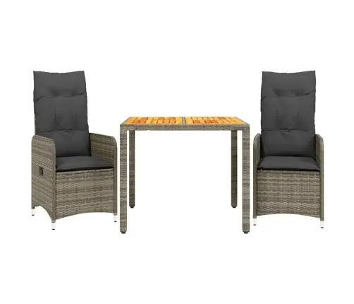 3-Daļīgs Bistro Mēbeļu Komplekts, Matrači, Pelēks Pe Vidaxl