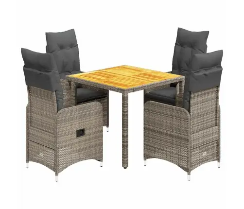 Bistro Komplektas Su Pagalvėlėmis, 5 Dalių, Pilkas, Poliratanas