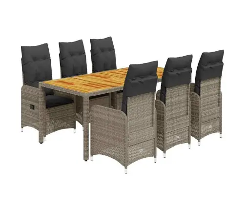 Bistro Komplektas Su Pagalvėlėmis, 7 Dalių, Pilkas, Poliratanas