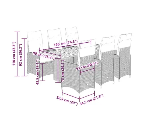 7-Daļīgs Bistro Mēbeļu Komplekts, Matrači, Pelēks Pe Vidaxl