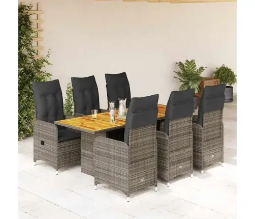 7-Daļīgs Bistro Mēbeļu Komplekts, Matrači, Pelēks Pe Vidaxl