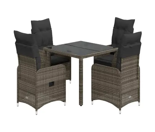 5-Daļīgs Bistro Mēbeļu Komplekts, Matrači, Pelēks Pe Vidaxl