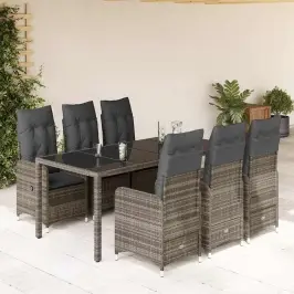 7-Daļīgs Bistro Mēbeļu Komplekts, Matrači, Pelēks Pe Vidaxl