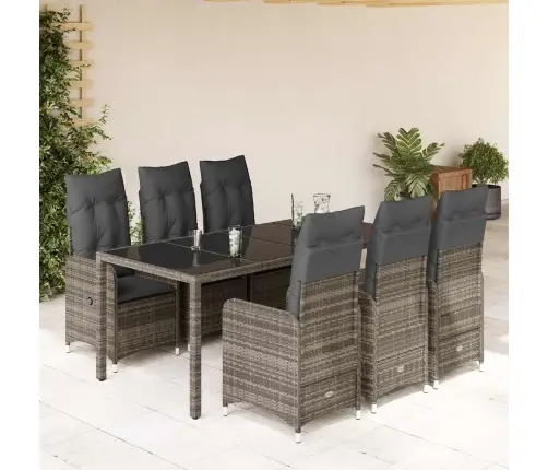 7-Osaline Aia Bistrookomplekt Patjadega, Hall, Polürotang