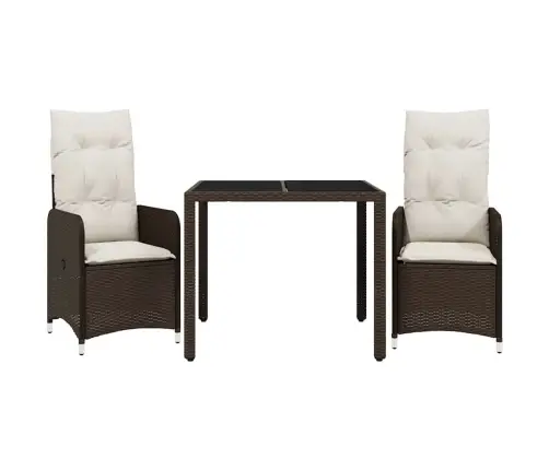 3-Daļīgs Bistro Mēbeļu Komplekts Ar Matračiem, Pe Rotangpalma Vidaxl