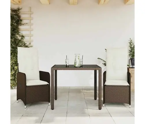 3-Daļīgs Bistro Mēbeļu Komplekts Ar Matračiem, Pe Rotangpalma Vidaxl