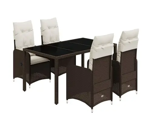 5-Daļīgs Bistro Mēbeļu Komplekts, Matrači, Brūna Pe Rotangpalma Vidaxl