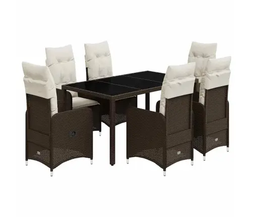 7-Daļīgs Bistro Mēbeļu Komplekts, Matrači, Brūna Pe Vidaxl