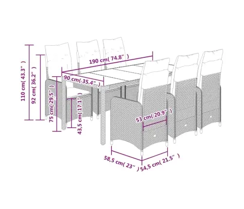 Bistro Komplektas Su Pagalvėlėmis, 7 Dalių, Rudas, Poliratanas