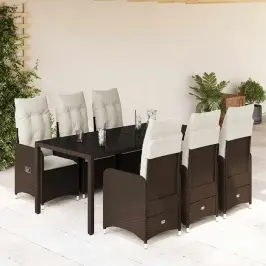7-Daļīgs Bistro Mēbeļu Komplekts, Matrači, Brūna Pe Vidaxl
