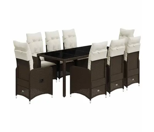 9-Osaline Aia Bistrookomplekt Patjadega, Pruun, Polürotang