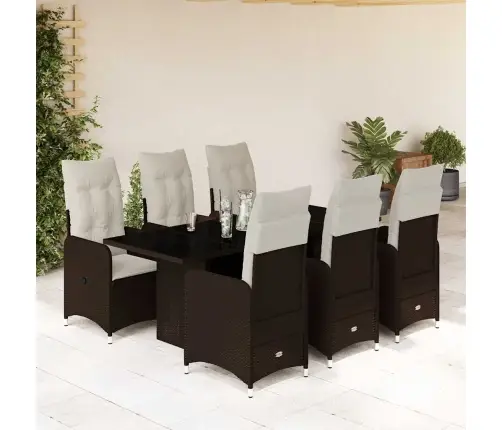 7-Daļīgs Bistro Mēbeļu Komplekts, Matrači, Brūna Pe Vidaxl