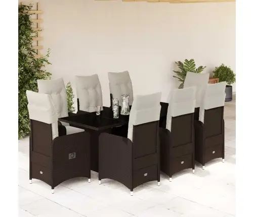 9-Osaline Aia Bistrookomplekt Patjadega, Pruun, Polürotang