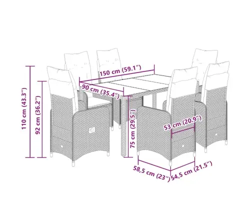 Bistro Komplektas Su Pagalvėlėmis, 7 Dalių, Smėlio, Poliratanas Bistro Komplektas Su Pagalvėlėmis, 7 Dalių, Smėlio, Poliratanas