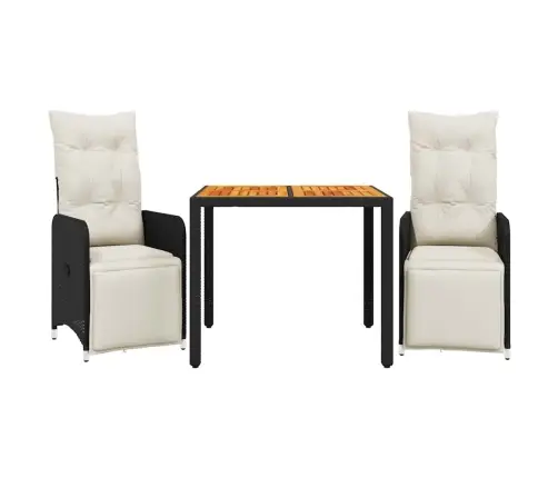 3-Osaline Aia Bistrookomplekt Patjadega, Must, Polürotang