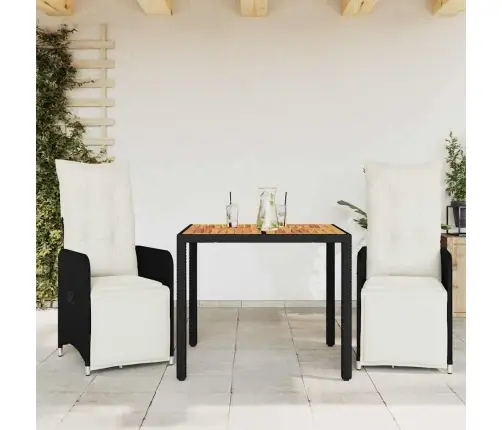 3-Osaline Aia Bistrookomplekt Patjadega, Must, Polürotang