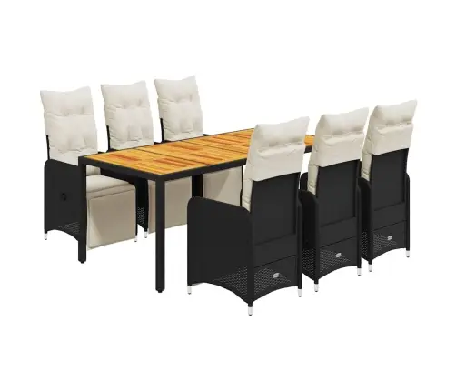 7-Daļīgs Bistro Mēbeļu Komplekts, Matrači, Melna Pe Vidaxl