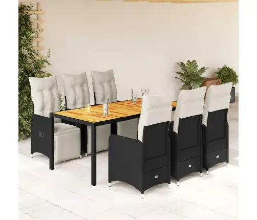 7-Daļīgs Bistro Mēbeļu Komplekts, Matrači, Melna Pe Vidaxl