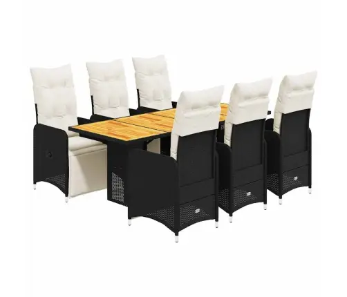 7-Daļīgs Bistro Mēbeļu Komplekts, Matrači, Melna Pe Vidaxl