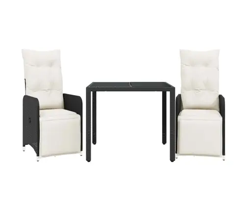 3-Daļīgs Bistro Mēbeļu Komplekts, Matrači, Melna Pe Rotangpalma Vidaxl 3-Daļīgs Bistro Mēbeļu Komplekts, Matrači, Melna Pe Rotangpalma Vidaxl