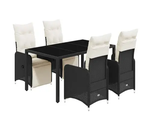 Sodo Bistro Komplektas Su Pagalvėmis, 5 Dalių, Juodas, Ratanas Sodo Bistro Komplektas Su Pagalvėmis, 5 Dalių, Juodas, Ratanas