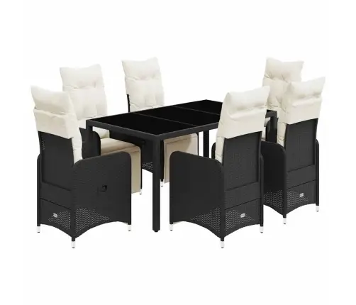 7-Daļīgs Bistro Mēbeļu Komplekts, Matrači, Melna Pe Vidaxl