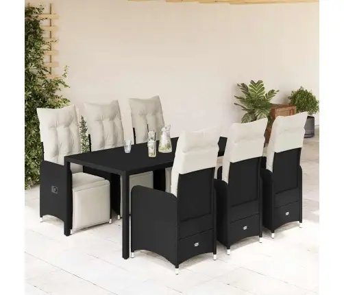 7-Osaline Aia Bistrookomplekt Patjadega, Must, Polürotang