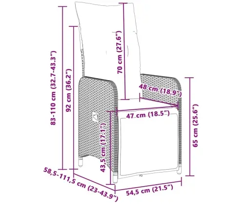 Bistro Komplektas Su Pagalvėlėmis, 7 Dalių, Pilkas, Poliratanas
