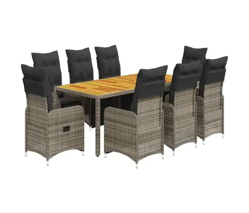 9-Daļīgs Bistro Mēbeļu Komplekts, Matrači, Pelēks Pe Vidaxl 9-Daļīgs Bistro Mēbeļu Komplekts, Matrači, Pelēks Pe Vidaxl