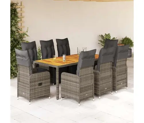9-Daļīgs Bistro Mēbeļu Komplekts, Matrači, Pelēks Pe Vidaxl 9-Daļīgs Bistro Mēbeļu Komplekts, Matrači, Pelēks Pe Vidaxl