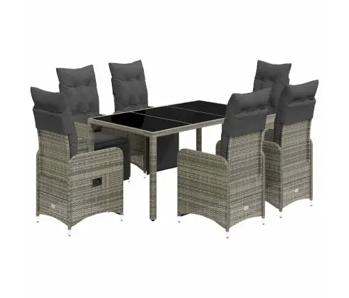 7-Daļīgs Bistro Mēbeļu Komplekts, Matrači, Pelēks Pe Vidaxl