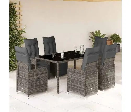 7-Daļīgs Bistro Mēbeļu Komplekts, Matrači, Pelēks Pe Vidaxl