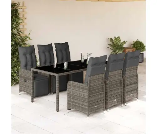 7-Daļīgs Bistro Mēbeļu Komplekts, Matrači, Pelēks Pe Vidaxl