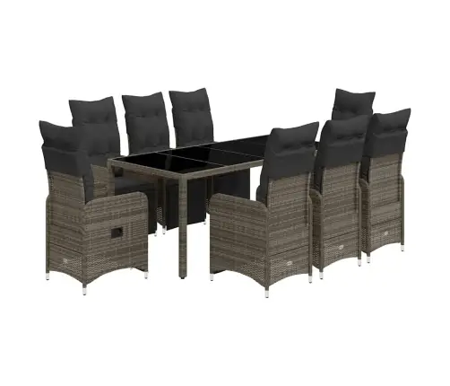 Bistro Komplektas Su Pagalvėlėmis, 9 Dalių, Pilkas, Poliratanas