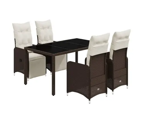 Bistro Komplektas Su Pagalvėlėmis, 5 Dalių, Rudas, Poliratanas